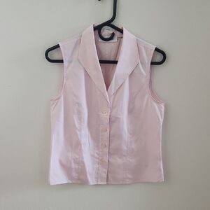 Calvin Klein Sleeveless Pink Button-Up Blouse
